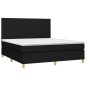 vidaXL Cama box spring colchón y luces LED tela negro 160x200 cm vidaXL Cama box spring colchón y luces LED tela negro 160x200 cm