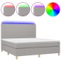 vidaXL Cama box spring colchón y luces LED tela gris claro 180x200 cm vidaXL Cama box spring colchón y luces LED tela gris claro 180x200 cm