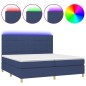 vidaXL Cama box spring colchón y luces LED tela azul 200x200 cm vidaXL Cama box spring colchón y luces LED tela azul 200x200 cm