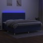 vidaXL Cama box spring colchón y luces LED tela azul 200x200 cm vidaXL Cama box spring colchón y luces LED tela azul 200x200 cm
