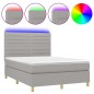 vidaXL Cama box spring colchón y luces LED tela gris claro 140x200 cm vidaXL Cama box spring colchón y luces LED tela gris claro 140x200 cm