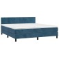vidaXL Cama box spring colchón y LED terciopelo azul oscuro 160x200 cm