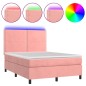 vidaXL Cama box spring colchón y LED terciopelo rosa 140x190 cm vidaXL Cama box spring colchón y LED terciopelo rosa 140x190 cm