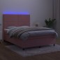 vidaXL Cama box spring colchón y LED terciopelo rosa 140x190 cm vidaXL Cama box spring colchón y LED terciopelo rosa 140x190 cm