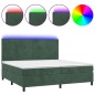 vidaXL Cama box spring colchón y LED terciopelo verde oscuro 200x200cm vidaXL Cama box spring colchón y LED terciopelo verde oscuro 200x200cm