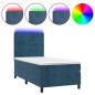 vidaXL Cama box spring colchón y LED terciopelo azul oscuro 80x200 cm