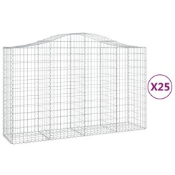 vidaXL Cestas gaviones 25 uds forma de arco hierro 200x50x120/140 cm