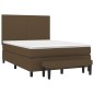 vidaXL Cama box spring con colchón tela marrón oscuro 140x190 cm