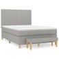 vidaXL Cama box spring con colchón tela gris claro 140x190 cm