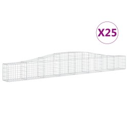 vidaXL Cestas de gaviones 25 uds forma de arco hierro 400x30x40/60 cm