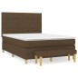 vidaXL Cama box spring con colchón tela marrón oscuro 140x190 cm vidaXL Cama box spring con colchón tela marrón oscuro 140x190 cm