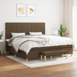 vidaXL Cama box spring con colchón tela marrón oscuro 200x200 cm