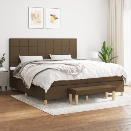vidaXL Cama box spring con colchón tela marrón oscuro 200x200 cm