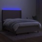 vidaXL Cama box spring colchón y luces LED tela gris taupe 140x190 cm