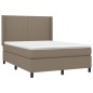 vidaXL Cama box spring colchón y luces LED tela gris taupe 140x190 cm
