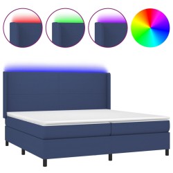 vidaXL Cama box spring colchón y luces LED tela azul 200x200 cm