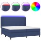 vidaXL Cama box spring colchón y luces LED tela azul 200x200 cm vidaXL Cama box spring colchón y luces LED tela azul 200x200 cm