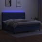 vidaXL Cama box spring colchón y luces LED tela azul 200x200 cm vidaXL Cama box spring colchón y luces LED tela azul 200x200 cm