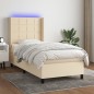 vidaXL Cama box spring colchón y luces LED tela crema 80x200 cm vidaXL Cama box spring colchón y luces LED tela crema 80x200 cm