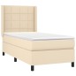 vidaXL Cama box spring colchón y luces LED tela crema 80x200 cm vidaXL Cama box spring colchón y luces LED tela crema 80x200 cm