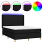 vidaXL Cama box spring colchón y luces LED tela negro 140x200 cm vidaXL Cama box spring colchón y luces LED tela negro 140x200 cm