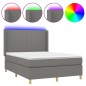 vidaXL Cama box spring colchón y luces LED tela gris oscuro 140x190 cm vidaXL Cama box spring colchón y luces LED tela gris oscuro 140x190 cm
