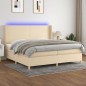 vidaXL Cama box spring colchón y luces LED tela crema 200x200 cm vidaXL Cama box spring colchón y luces LED tela crema 200x200 cm