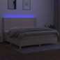 vidaXL Cama box spring colchón y luces LED tela crema 200x200 cm vidaXL Cama box spring colchón y luces LED tela crema 200x200 cm