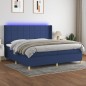 vidaXL Cama box spring colchón y luces LED tela azul 200x200 cm