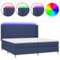 vidaXL Cama box spring colchón y luces LED tela azul 200x200 cm