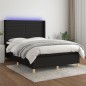 vidaXL Cama box spring colchón y luces LED tela negro 140x190 cm vidaXL Cama box spring colchón y luces LED tela negro 140x190 cm