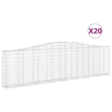 vidaXL Cestas de gaviones 20 uds forma de arco hierro 400x30x100/120cm
