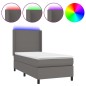vidaXL Cama box spring y colchón LED cuero sintético gris 90x190 cm