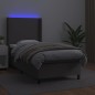 vidaXL Cama box spring y colchón LED cuero sintético gris 90x190 cm