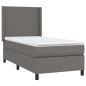 vidaXL Cama box spring y colchón LED cuero sintético gris 90x190 cm