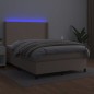vidaXL Cama box spring colchón LED cuero sintético capuchino 140x190cm vidaXL Cama box spring colchón LED cuero sintético capuchino 140x190cm