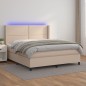 vidaXL Cama box spring colchón LED cuero sintético capuchino 180x200cm vidaXL Cama box spring colchón LED cuero sintético capuchino 180x200cm