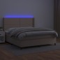vidaXL Cama box spring colchón LED cuero sintético capuchino 180x200cm vidaXL Cama box spring colchón LED cuero sintético capuchino 180x200cm