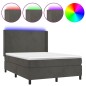 vidaXL Cama box spring colchón y LED terciopelo gris oscuro 140x200 cm vidaXL Cama box spring colchón y LED terciopelo gris oscuro 140x200 cm