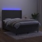 vidaXL Cama box spring colchón y LED terciopelo gris oscuro 140x200 cm vidaXL Cama box spring colchón y LED terciopelo gris oscuro 140x200 cm