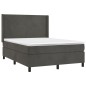 vidaXL Cama box spring colchón y LED terciopelo gris oscuro 140x200 cm vidaXL Cama box spring colchón y LED terciopelo gris oscuro 140x200 cm