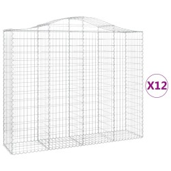 vidaXL Cestas gaviones 12 uds forma de arco hierro 200x50x160/180 cm
