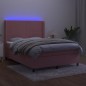 vidaXL Cama box spring colchón y LED terciopelo rosa 140x190 cm vidaXL Cama box spring colchón y LED terciopelo rosa 140x190 cm