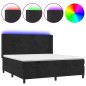 vidaXL Cama box spring colchón y LED terciopelo negro 180x200 cm vidaXL Cama box spring colchón y LED terciopelo negro 180x200 cm