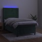 vidaXL Cama box spring colchón y LED terciopelo verde oscuro 90x190 cm vidaXL Cama box spring colchón y LED terciopelo verde oscuro 90x190 cm