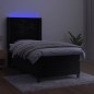 vidaXL Cama box spring colchón y LED terciopelo negro 90x200 cm