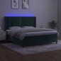 vidaXL Cama box spring colchón y LED terciopelo verde oscuro 180x200cm