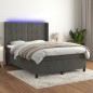 vidaXL Cama box spring colchón y LED terciopelo gris oscuro 140x190 cm vidaXL Cama box spring colchón y LED terciopelo gris oscuro 140x190 cm