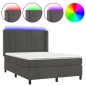 vidaXL Cama box spring colchón y LED terciopelo gris oscuro 140x190 cm vidaXL Cama box spring colchón y LED terciopelo gris oscuro 140x190 cm