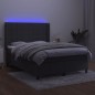 vidaXL Cama box spring colchón y LED terciopelo gris oscuro 140x190 cm vidaXL Cama box spring colchón y LED terciopelo gris oscuro 140x190 cm